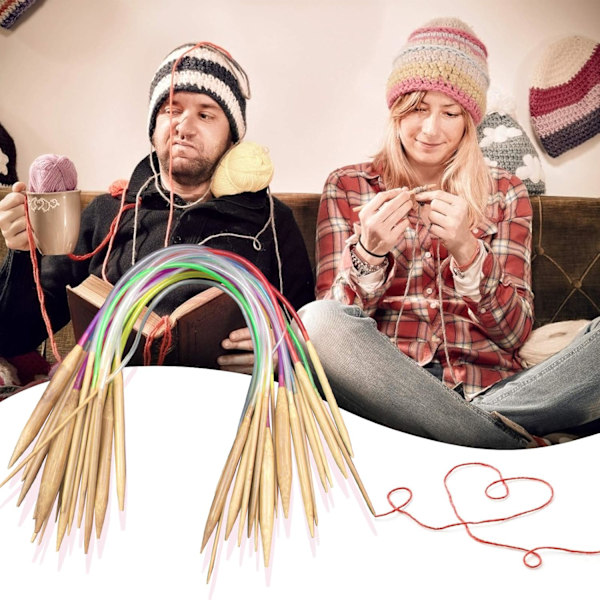 Bambu Stickor, Set med Längd 24/31,5/47 tum, 18 Storlekar: 2-10 mm