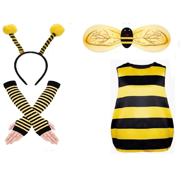 Halloween Kostym för Vuxna - Nyckelpiga & Bi Cosplay Party - Nyckelpiga & Bi Kostymvingar - Bi Fyra-delad Set Bee four piece set XXL