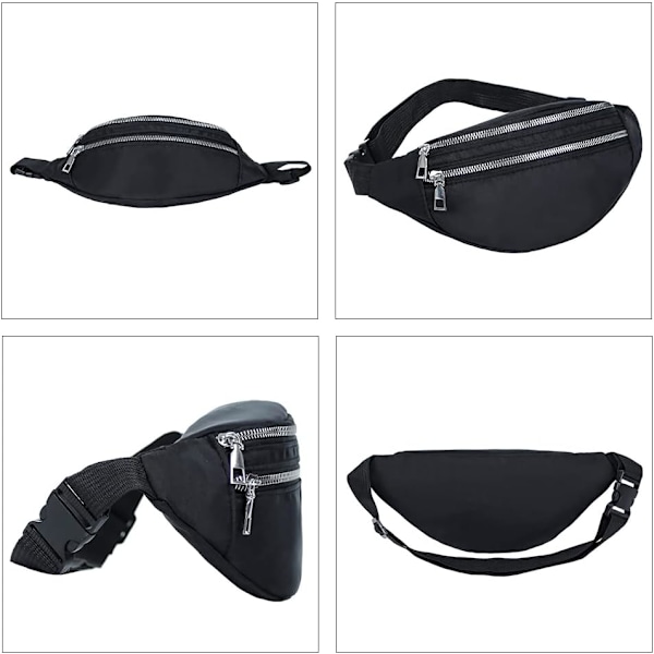 Svart Sport Oxford Cloth Fanny Pack Vanntett Midjeveske Justerbar Treningsveske For Utendørs Sport Trening
