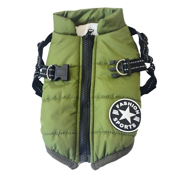 Vinterhundjacka med sele - Hundkläder Vattentät Grön XL grön green XL