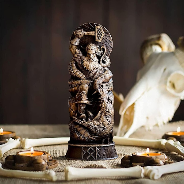 4 stk. Nordiske Guder Dekorativ Resin Statuer Tilføj Charme til Dit Hjem