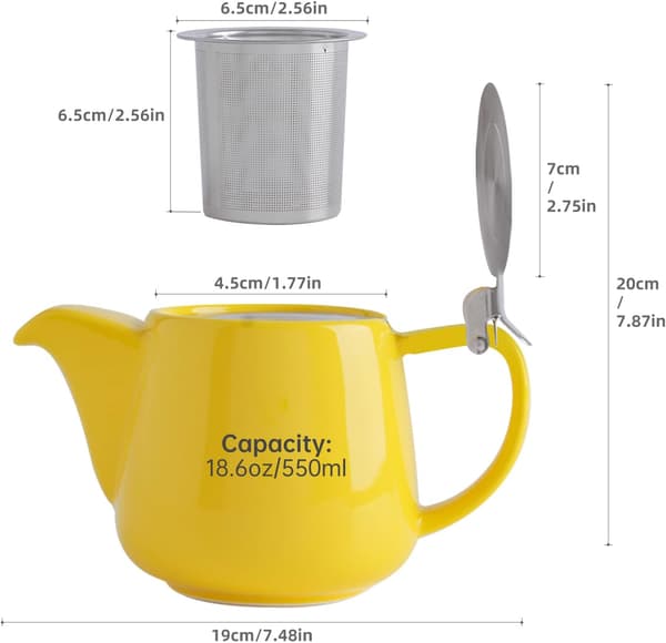 Keramisk Stump Tekande med Infuser til Løs & Blomstrende Te Yellow