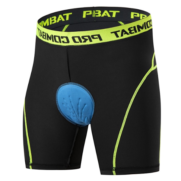 Herrcykelbukser 3D-polstrede MTB cykelbukser åndbare Sort-Grøn Black-Green 3XL