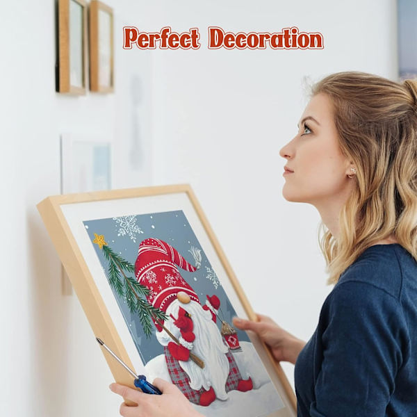 DIY Full Drill Diamond Painting Jul Snögubbar Tomtar Runda Diamantkonst Vinter Ädelstensmålning Hantverk för Hemväggdekor 12x16 Tum