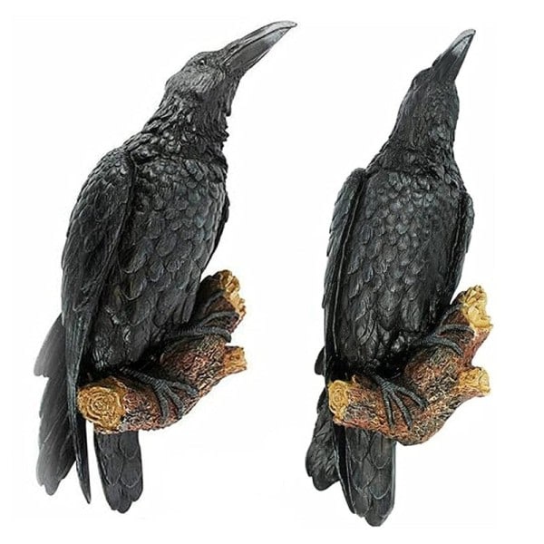 Falsk Ravn Harpiks Statue Fugl Kråke Skulptur Udendørs Kråker Halloween Dekoration Kreativ til Have