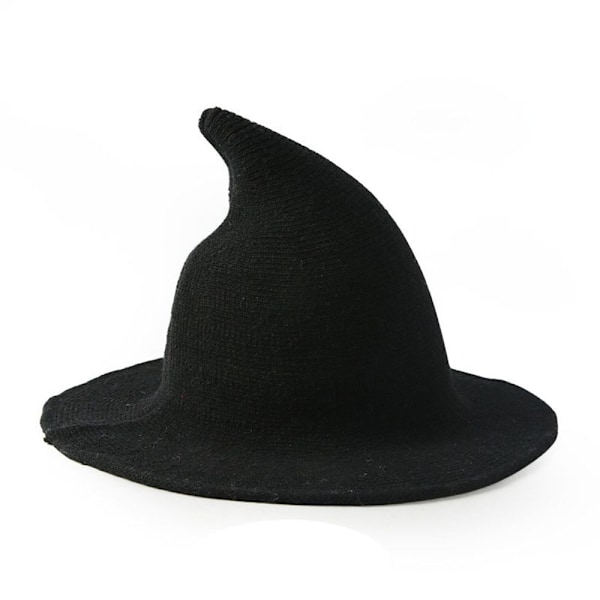 Halloween heksehat i fåreuld Black