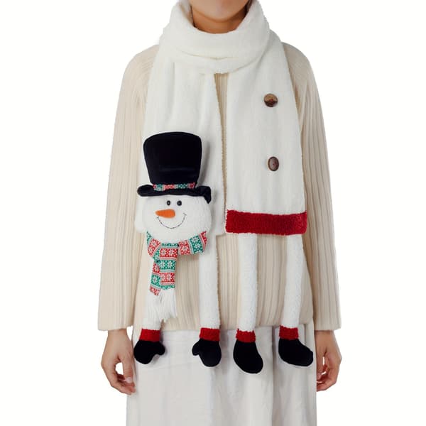 Sødt julehalstørklæde til børn og voksne, varm vinter teddyfleece halsvarmer Santa scarf