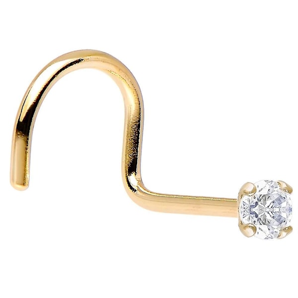 Solid 14k gull neseskrue med ekte diamant