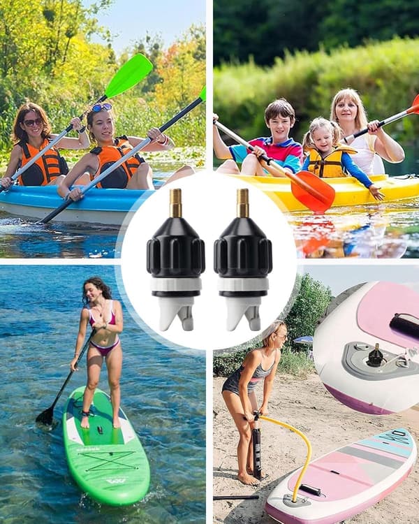 2 kompressoradaptere til oppustelige brætter - Universelle luftpumpeventilsadaptere til surfbrætter og paddleboards - Velegnet til de fleste oppustelige
