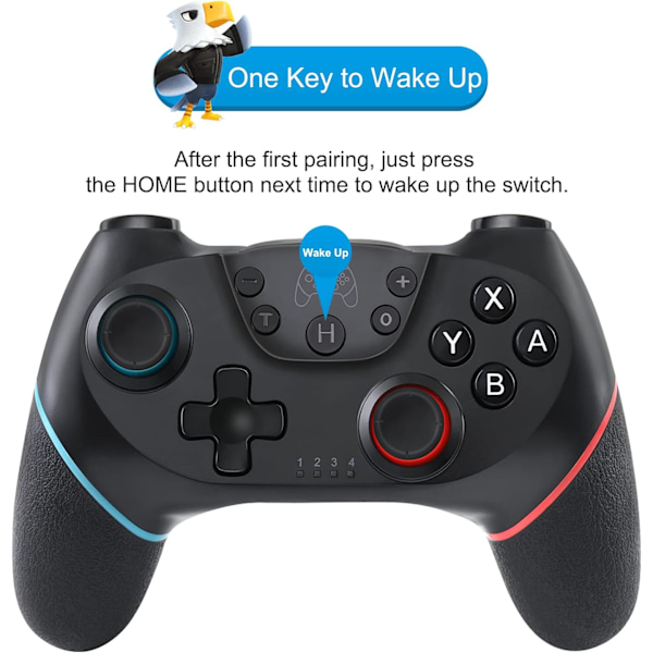 Switch Pro Controller med Vækning, Trådløs Switch Controller med 6-Akset Gyro til Switch/Switch OLED/Switch Lite