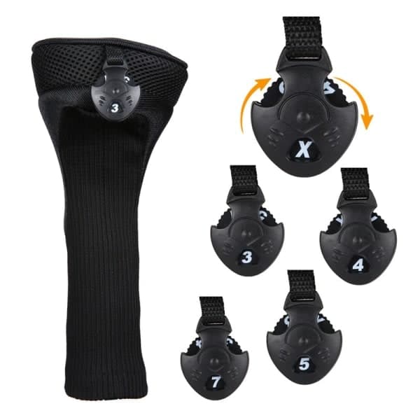 3X Golfkøllehodebeskytter Sett Lang Hals Driver Fairway Woods Hodebeskytter Svart