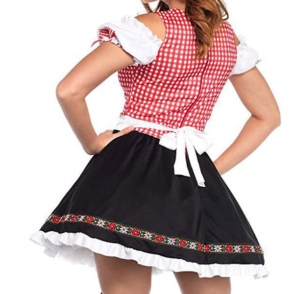Tysk Oktoberfestdräkt för Kvinnor Dirndl Traditionell Bayersk Ölkarneval Fraulein Cosplay Maid Dress Outfit - hg Rosa Pink XXL