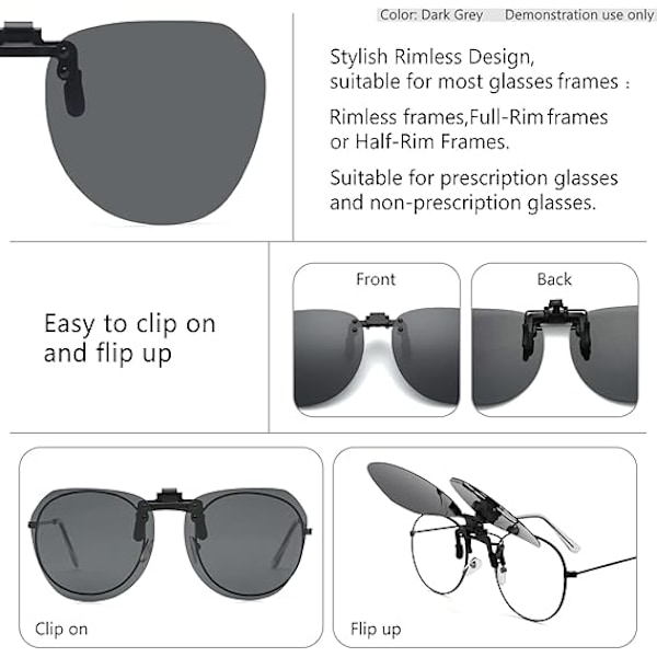 Gul Clip-on Solglasögon - Polariserade Clip-on Över Glasögon Unisex Ramlösa Flip-up B