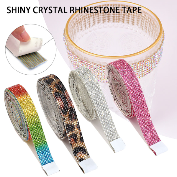 Glimmande Kristall Strass Tejp Crystal Rhinestone Tapes Stark Självhäftande Tejp för DIY-Dekoration Leopard Leopard 2cm