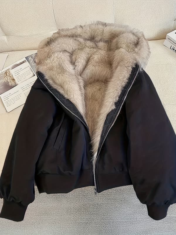 Damjacka Höst Vinter Chic Färgblock Vävd Ytterkläder S Black