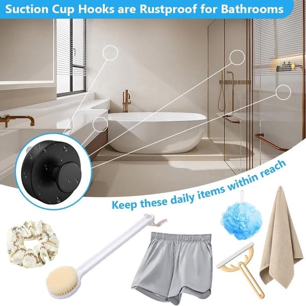 Piece - Hooks with Vacuum Suction Cup - Powerful Vacuum Hooks - Towel Hanger - Reusable - Suction Cup Hanging Hook - Swivel Suction Cup Hooks
