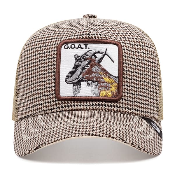 Fiskenettlue med brodert dyredesign Checkered goat