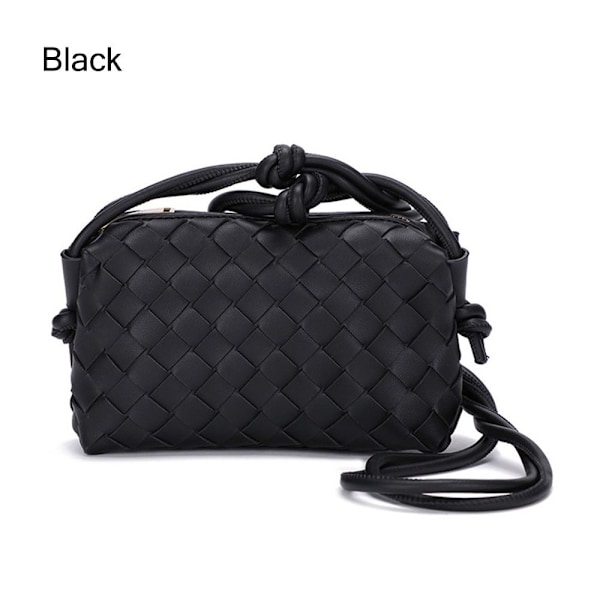 Crossbody-veske for kvinner PU-flettet SVART Black