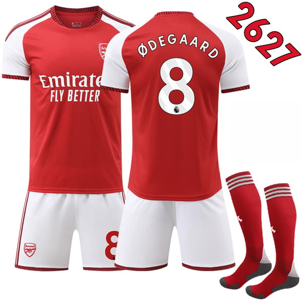 26-27 Arsenal Hjemme Børnefodboldtrøje med Strømper Nr. 8 Ødegaard-FA- Nr.8 No.8 26