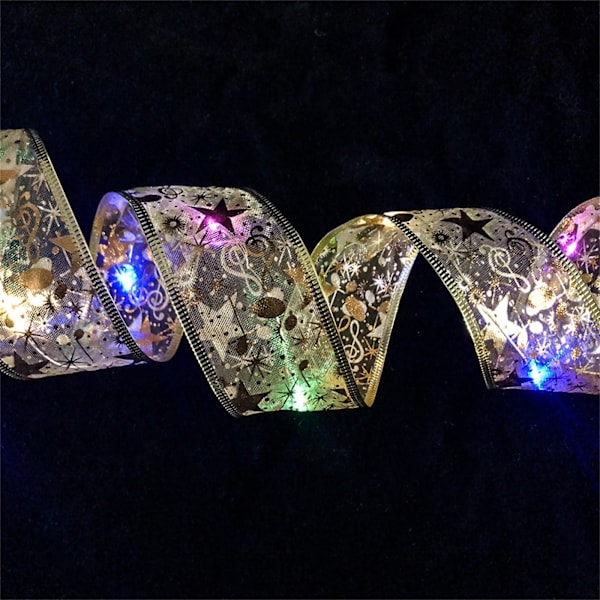 Julrea - LED-båndlys - Julgranspynt DIY Spetsrosett Strangelys Dekorasjon - Glimrende Båndfée