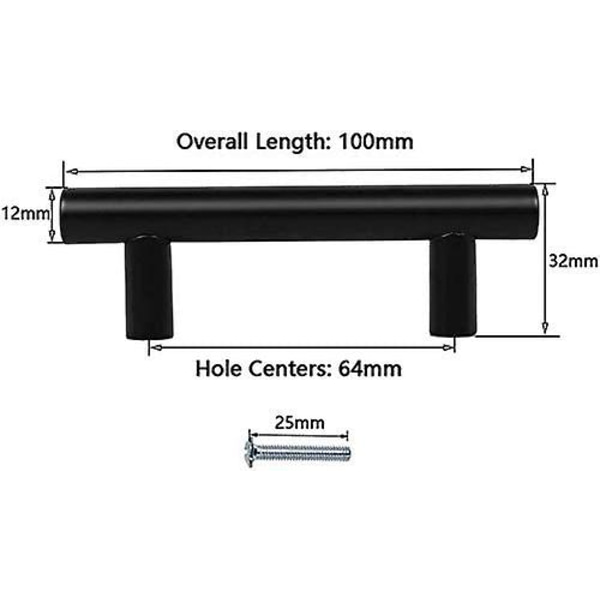 20 kpl mustia ruostumattomasta teräksestä valmistettuja keittiökahvoja (reikien välimatka: 64 mm)