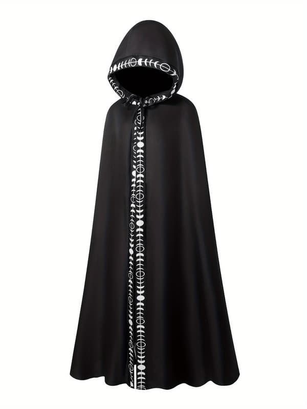 Hætteklædt kappe til voksne Middelalder Renæssance Cosplay Kostume til Halloween og Rollespil M Black