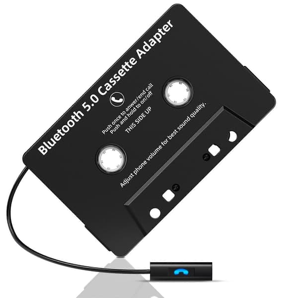 Bluetooth Cassette Adapter 5.0 for Car Stereo, Wireless Receiver with Hands-Free Calling, Black