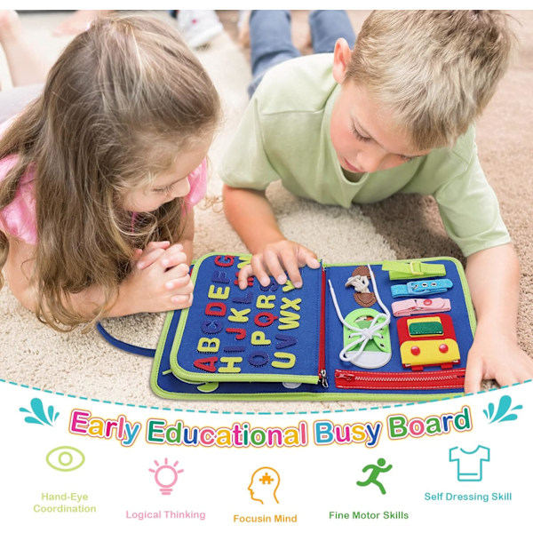 Barnens Park Busy Board för småbarn, Sensorisk Tavla Pedagogiska Leksaker Aktivitetstavla för Flickor Pojkar 1 2 3 4 år gammal, Grön