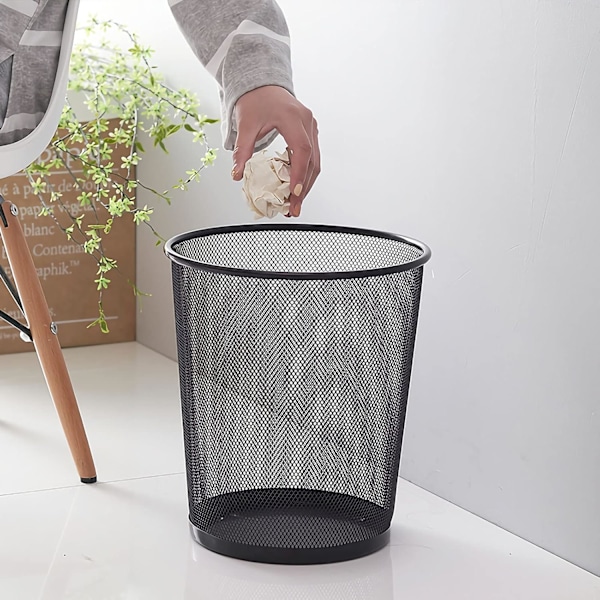 Rund mesh-papperskorg, förtjockad rostfri mesh