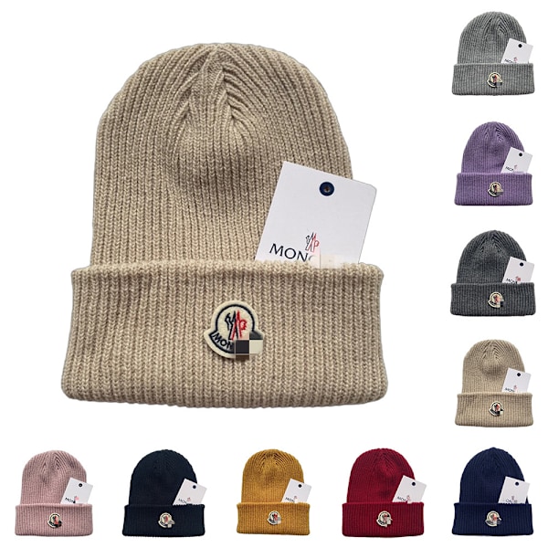 Moncler unisex stickad mössa för kvinnor och män, varm vintermössa för skidåkning Yellow