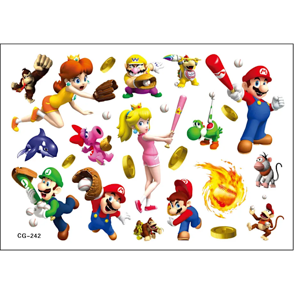 Super Mario Bros -tatuointitarrat Kawaii Anime -hahmolelut Lasten Hyvää Syntymäpäivää Juhlakoriste[GP]