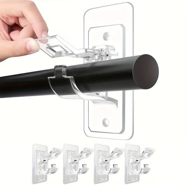 Gardinstangbeslag i plast, selvklæbende, ingen boring, 4-pak 4pcs Not provided