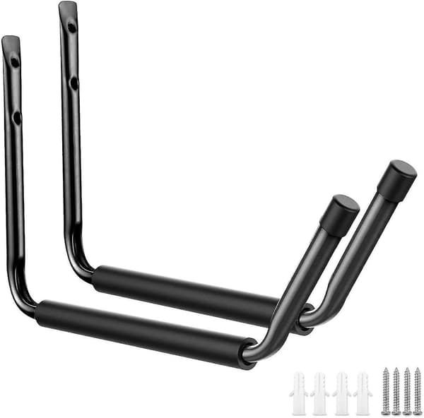 Garage Storage Heavy Duty Hooks, 19 Jumbo Arm Kayak Rack, Wall Mounted Canoe Hangers (Black)