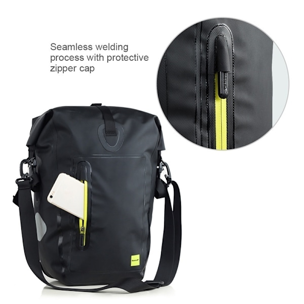 25L Pyörän vedenpitävä laukku Takalaukku Pyöräilytarvikkeet black/green