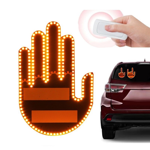 Hauska elelamppu - Hauska LED-kylttivalo auton takaikkunaan kaukosäätimellä, sormiauto LED-lamppu, autotarvikkeet, käsi-ele-vempaimet