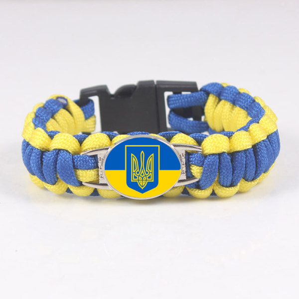 1. Ukrainsk flagg armbånd Paracord Flettet armbånd Utendørs Overlevelsesarmbånd-ukraine (Justerbart)