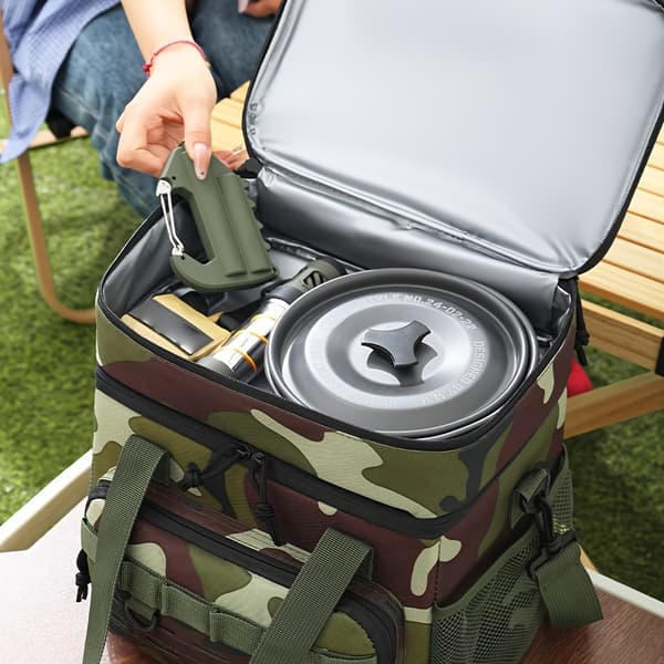 Isolert matpose med justerbar stropp, 7L kapasitet for camping og reise 【Svart】