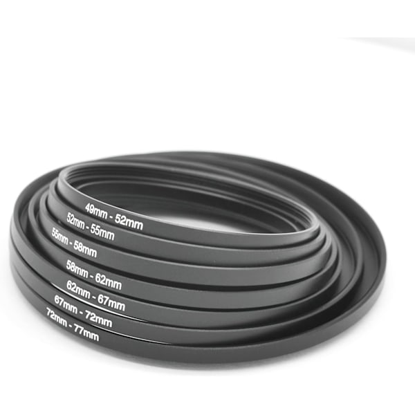 Step-UP ring set, objektivfilteradapter: 49mm 52mm 55mm 58mm 62mm 67mm 72mm 77mm 82mm E