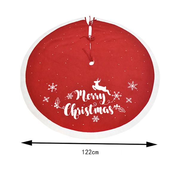 Julgransmatta 122cm Röd Rund Snöflingor Stickad Julgransmatta Basöverdrag Julgransfilt för Rustik Julhelgsdekoration