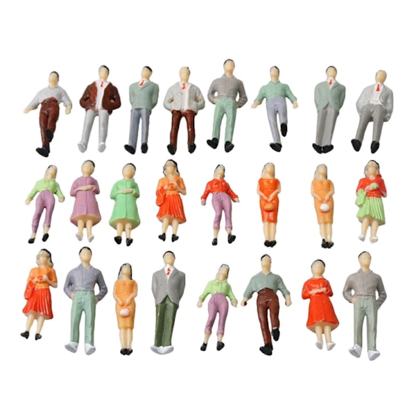 100 Assorterte Skalafigurer 1:50 Malte Fargerike Mennesker Passasjerer for Togvogn [GP]