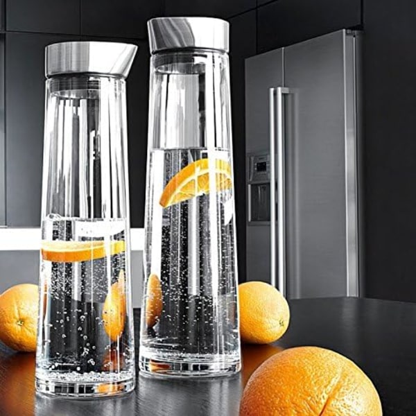 1L Vandkaraffel Klassisk Kande Juiceflaske med Rustfrit Stål Låg Borosilikat