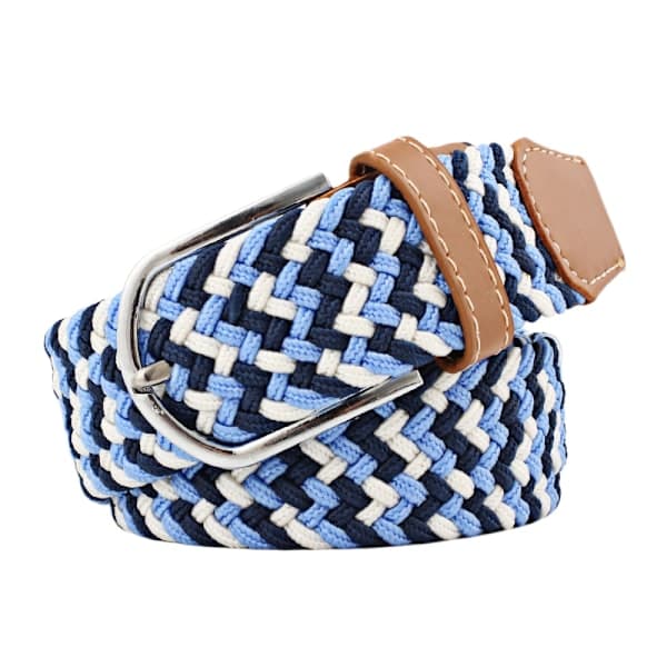 Elastic Braided Belt with Buckle, Woven Stretch in Mixed Colors