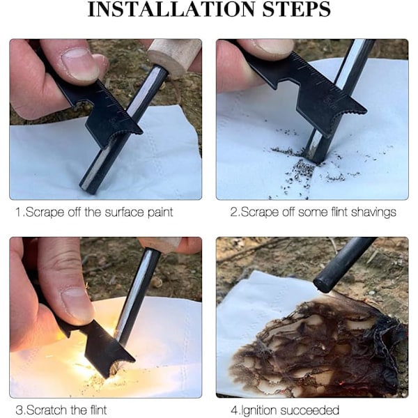 Fire Stone Kit 7 i 1, Overlevelsessæt - Ildstarter Type Flint Overlevelseslys