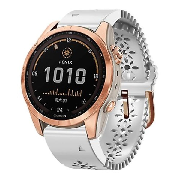 Til Garmin Fenix ​​7s / 6s / 5s Quick Release Spids Silikone Urrem White