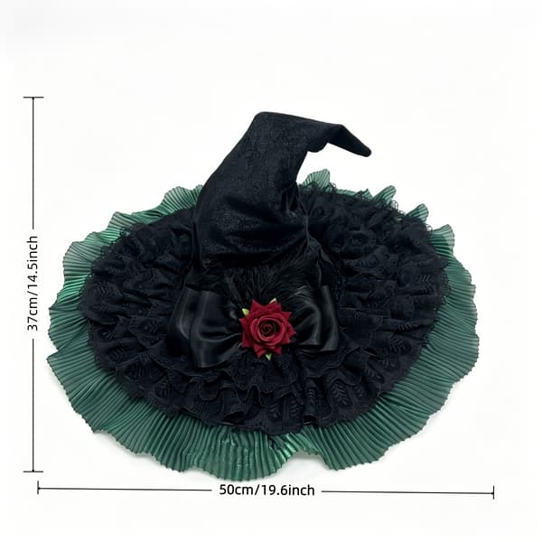 Håndlavet gotisk heksehat til kvinder, retro fleece blonde sløjfe kostume tilbehør Black