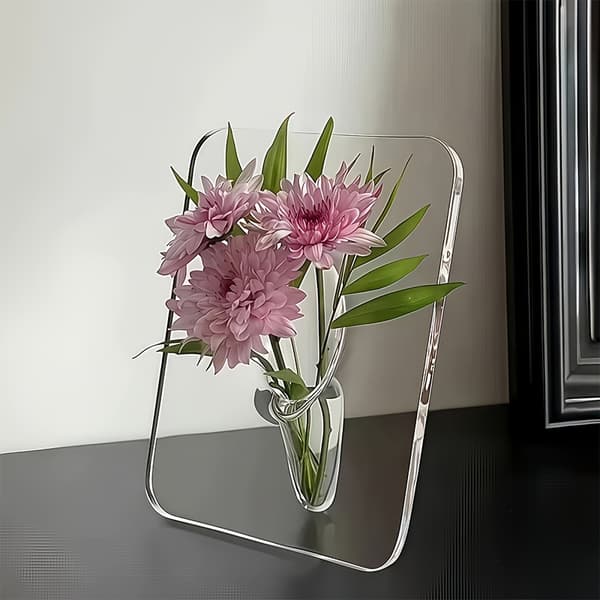 Modern akrylvas med ram, minimalistisk rektangulär bordsdekoration Photo Frame Vase 1 pc