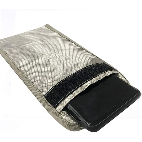 Faraday-väska Antistrålnings Mobiltelefonfodral Signalblockeringspåse GPS RFID-skydd Sekretesskydd för Smartphone 20x10cm Silvergrå