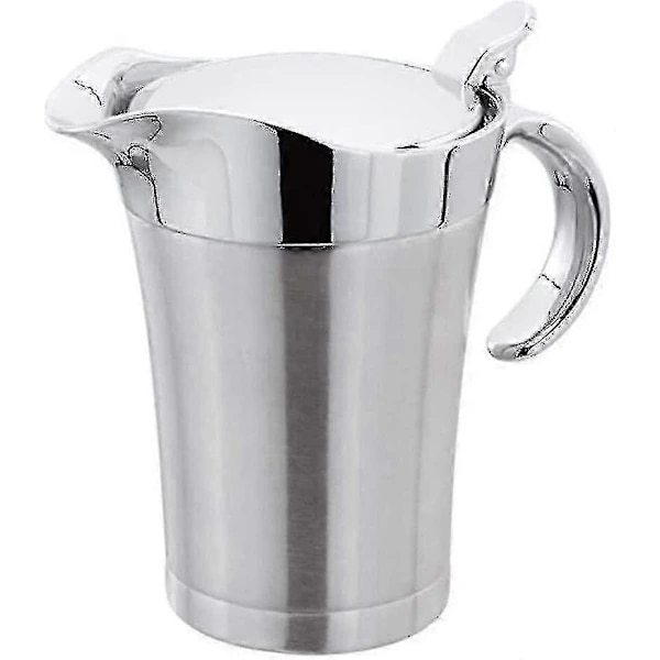 Dobbeltvægget sovseskål med hængslet låg, sosekande i rustfrit stål 750 ml
