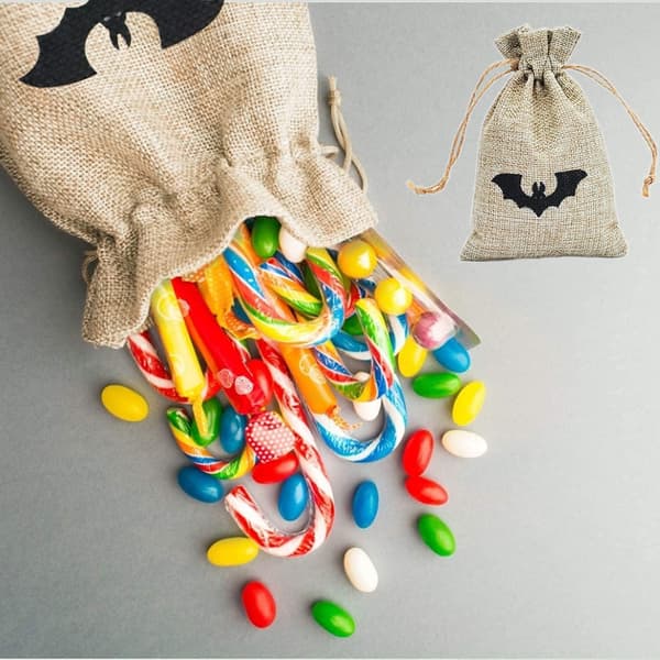 12 Halloween godispåsar med dragsko rolig pumpa godisgåva