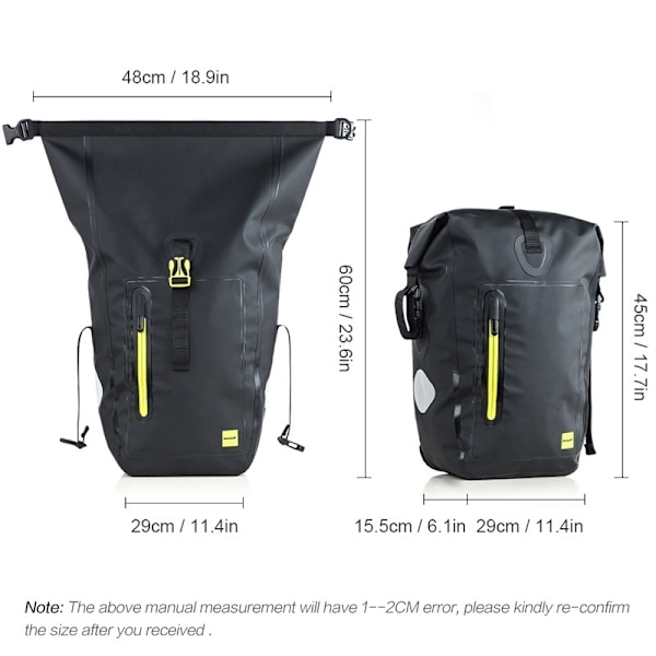 25L Pyörän vedenpitävä laukku Takalaukku Pyöräilytarvikkeet black/green